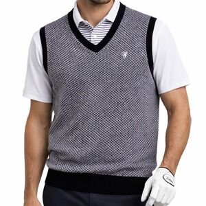 Fairway & Greene Sig Men L Italian Merino Wool Lined Golf Sweater Vest Navy